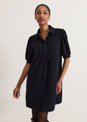 Claudia Button Swing Mini Dress - Navy