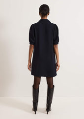 Claudia Button Swing Mini Dress - Navy