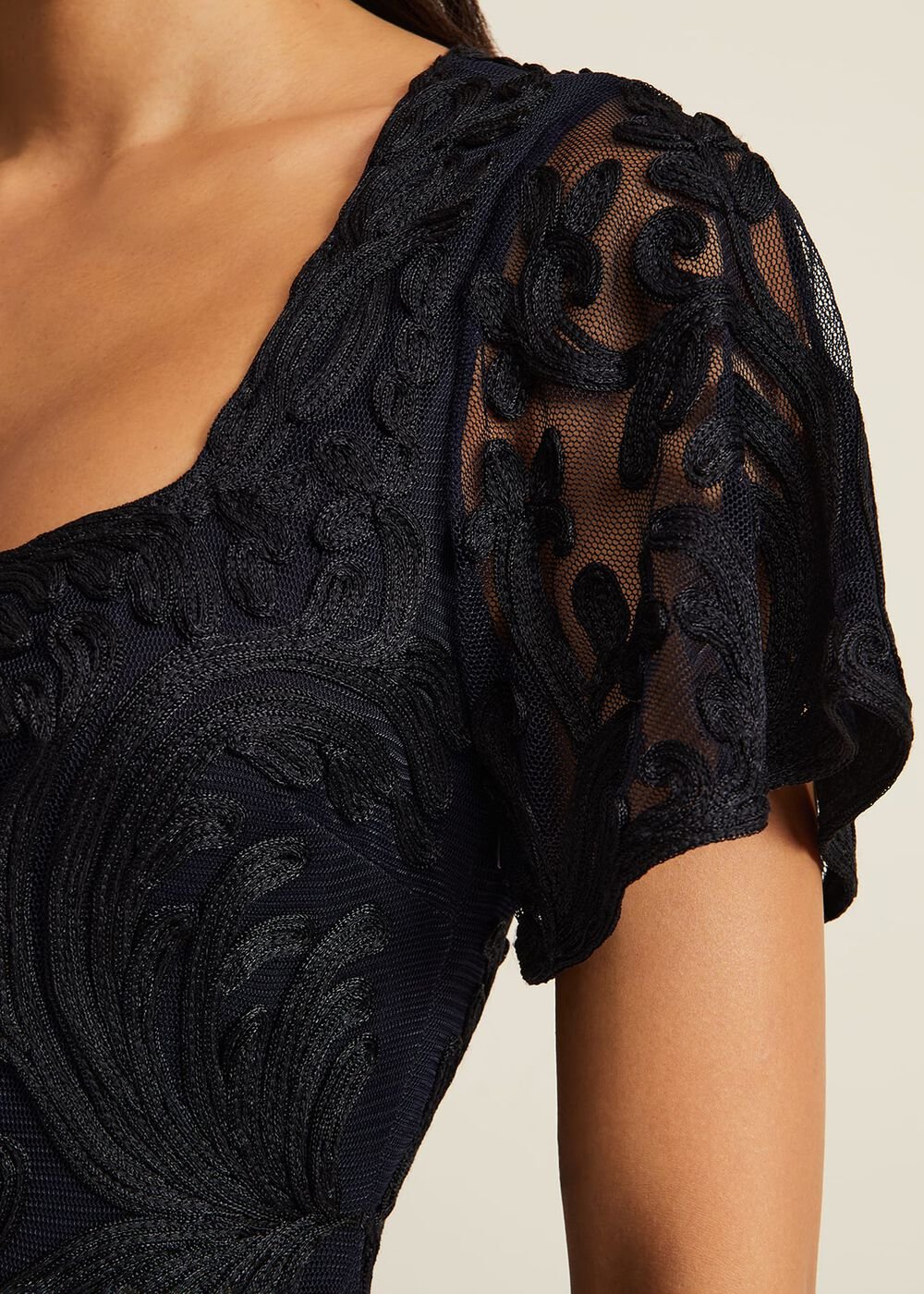 Matilda Tapework Midi Dress - Navy