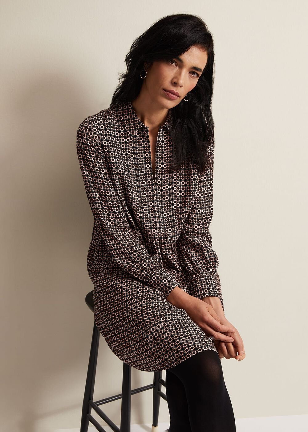 Fran Geo Swing Dress - Black/Multi