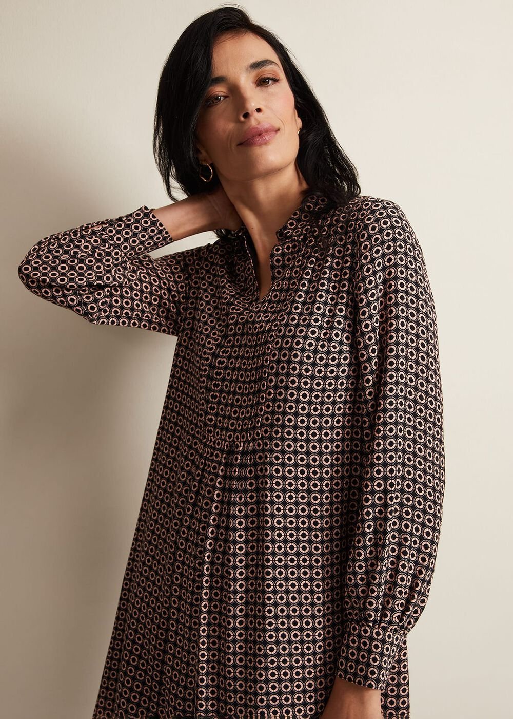 Fran Geo Swing Dress - Black/Multi