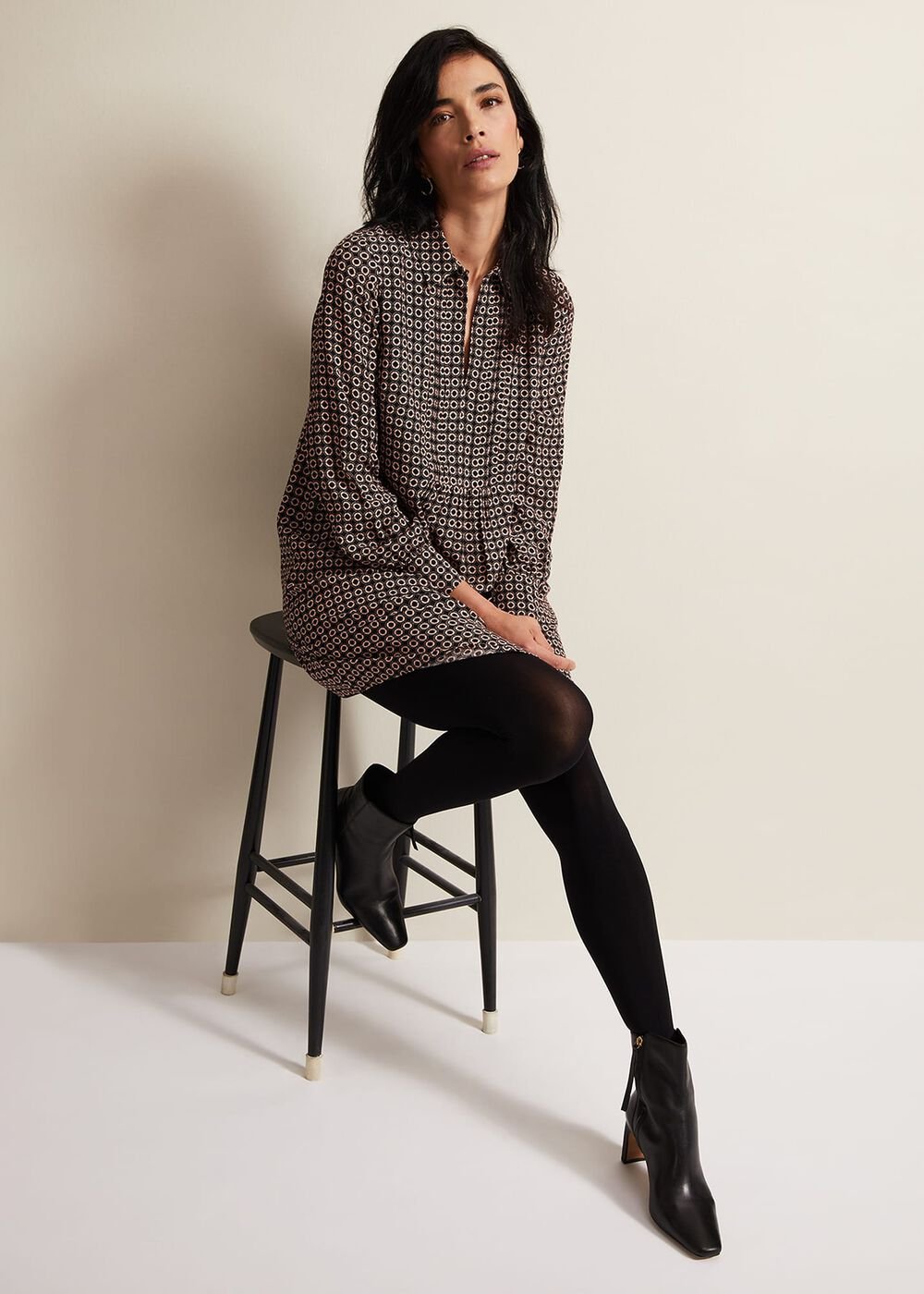 Fran Geo Swing Dress - Black/Multi