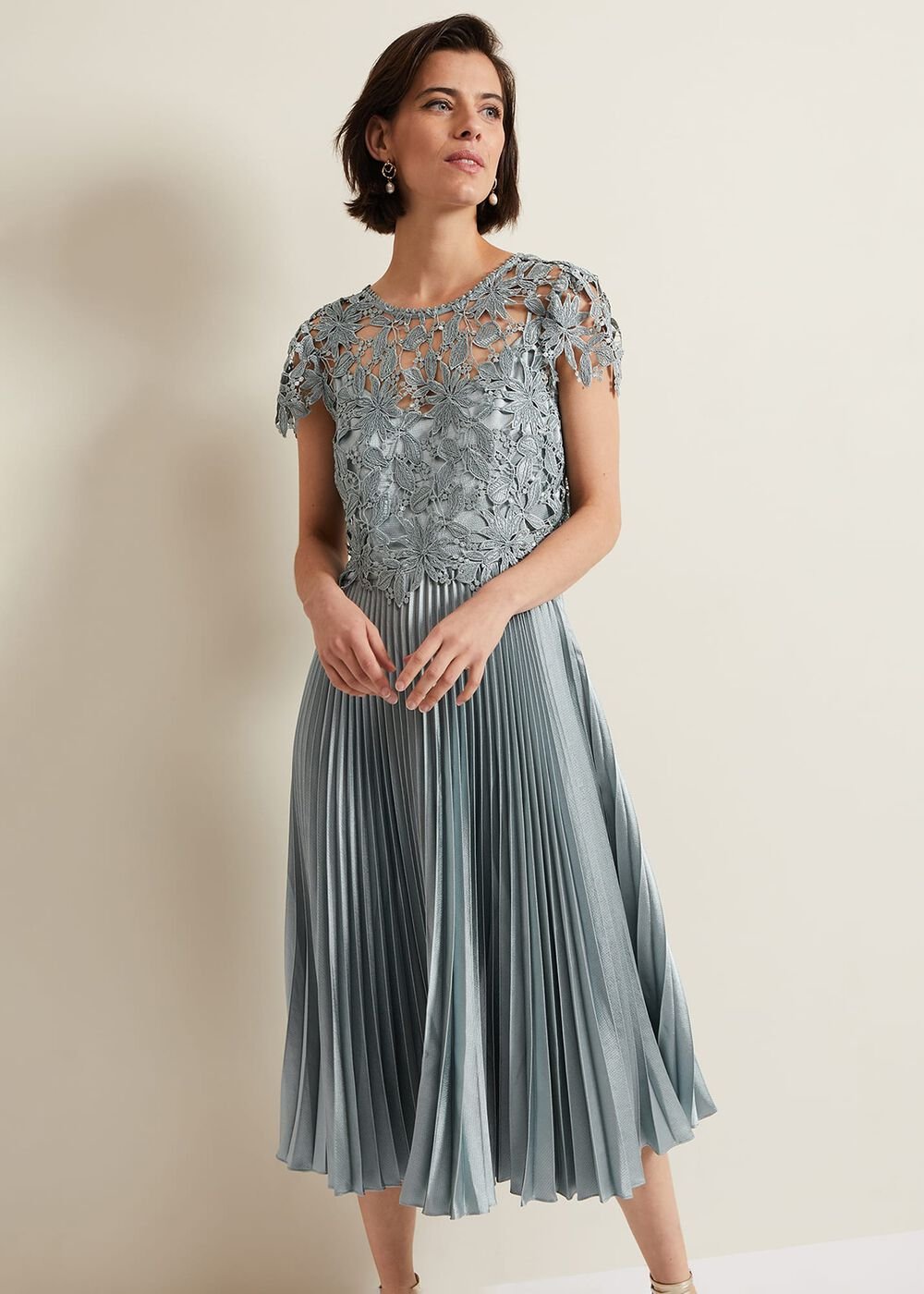 Dana Lace Double Layer Dress - Light Green