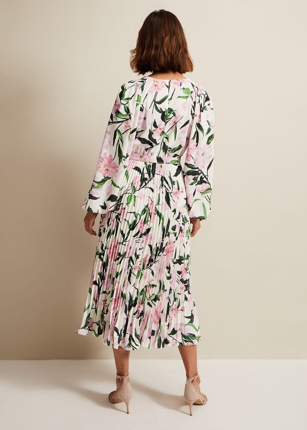 Penny Floral Pleat Midi Dress - Multi-Coloured