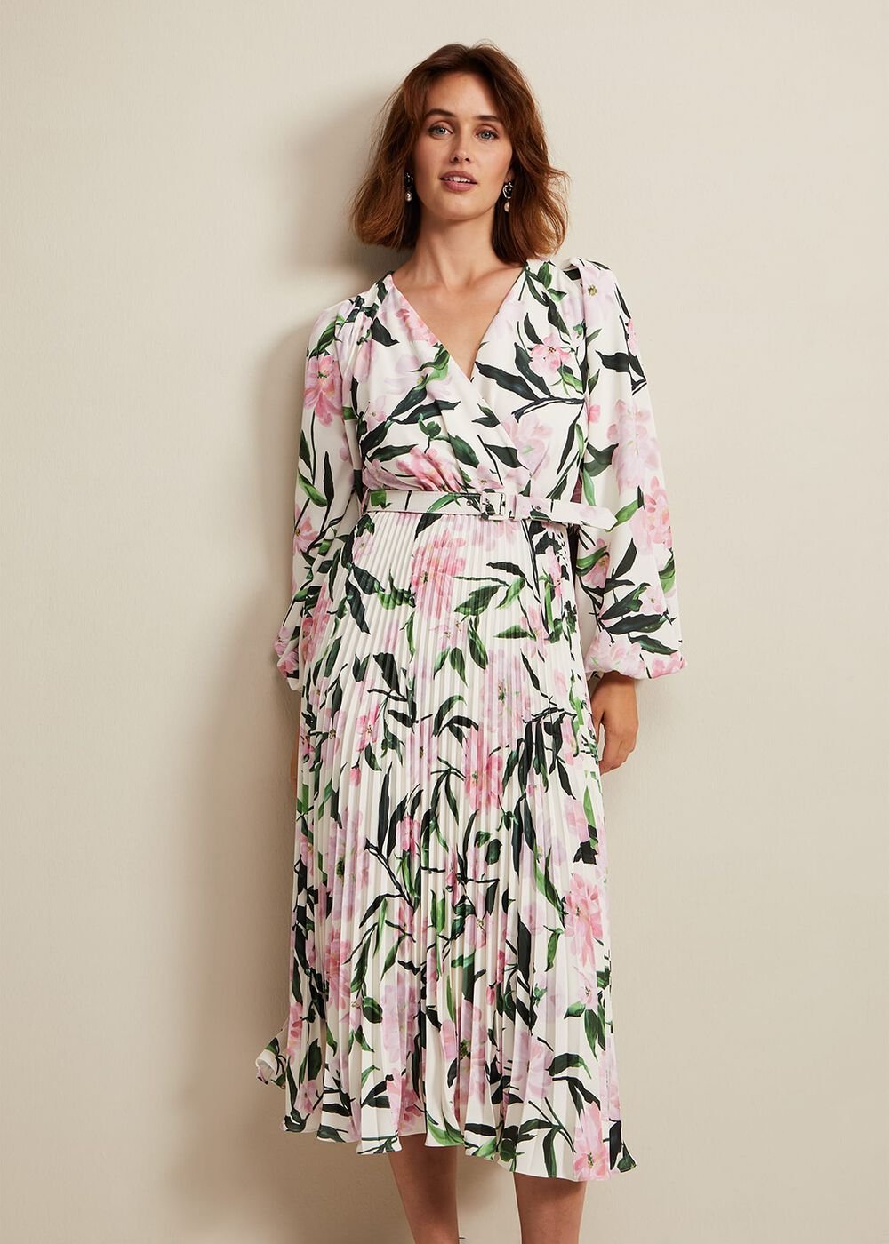 Penny Floral Pleat Midi Dress - Multi-Coloured