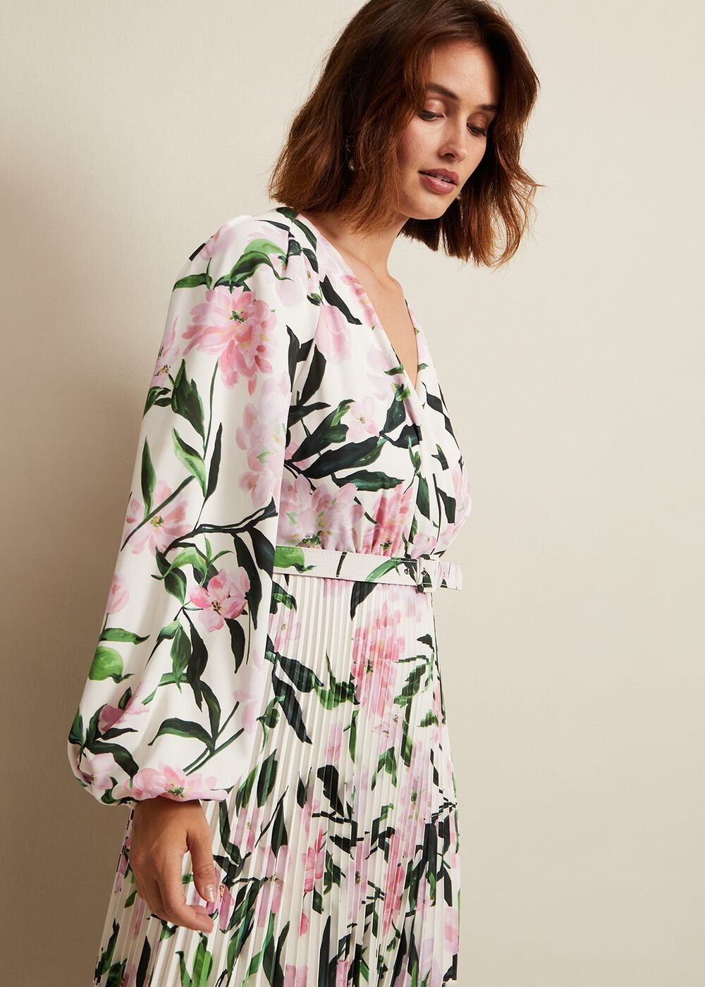 Penny Floral Pleat Midi Dress - Multi-Coloured