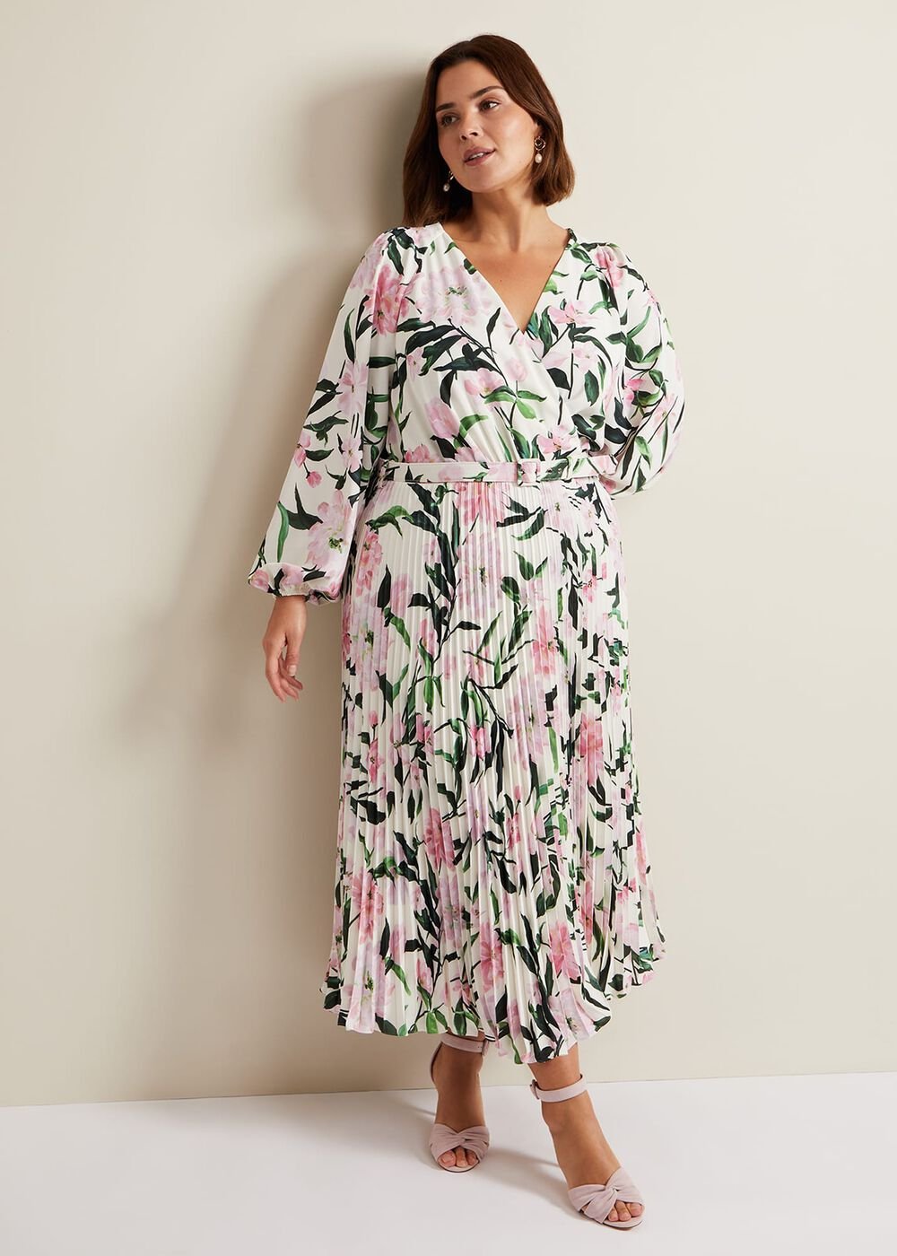 Penny Floral Pleat Midi Dress - Multi-Coloured