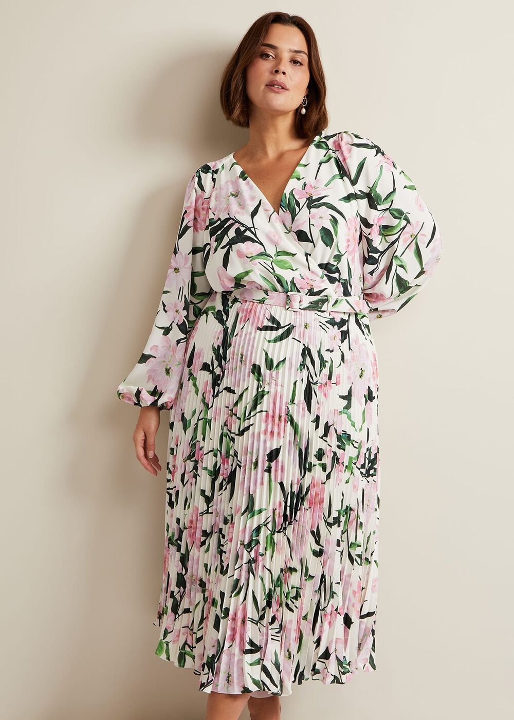 Penny Floral Pleat Midi Dress - Multi-Coloured
