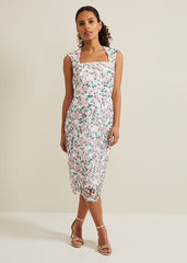 Petite Diana Floral Lace Midi Dress - Multi-Coloured