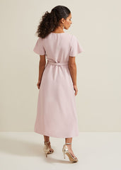 Petite Julissa Frill Wrap Dress - Antique Rose