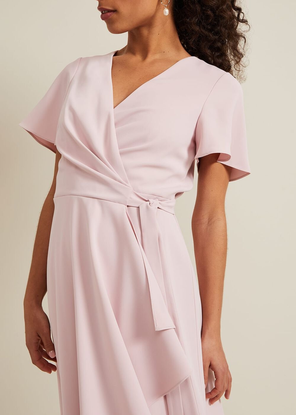 Petite Julissa Frill Wrap Dress - Antique Rose