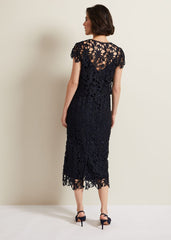 Meghan Lace Double Layer Dress - Navy