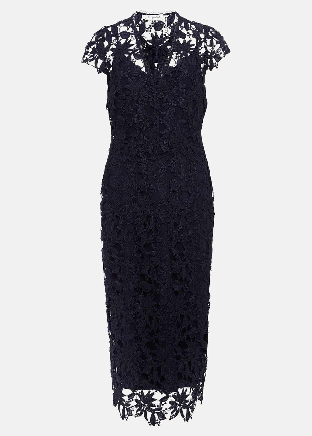 Meghan Lace Double Layer Dress - Navy
