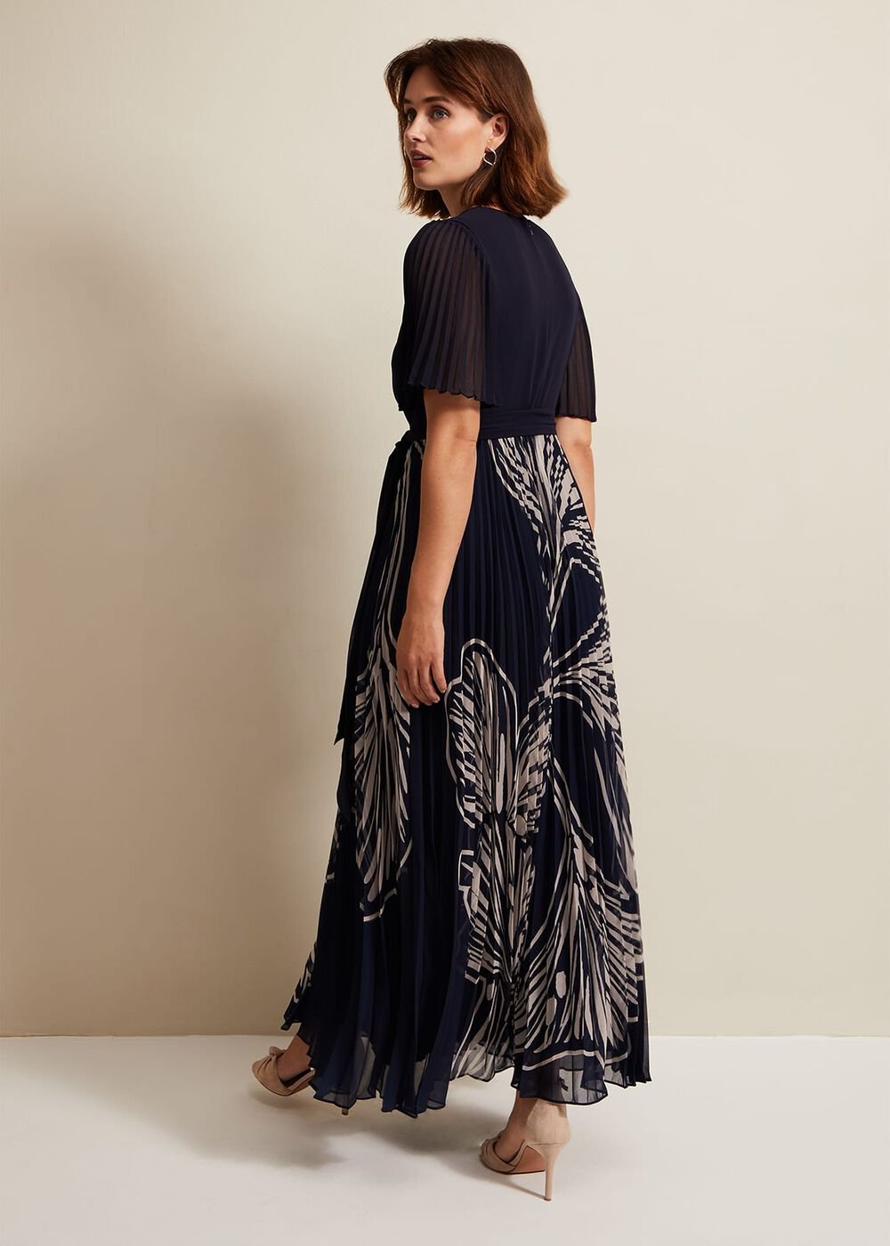 Abigail Printed Pleat Midaxi Dress - Multi-Coloured