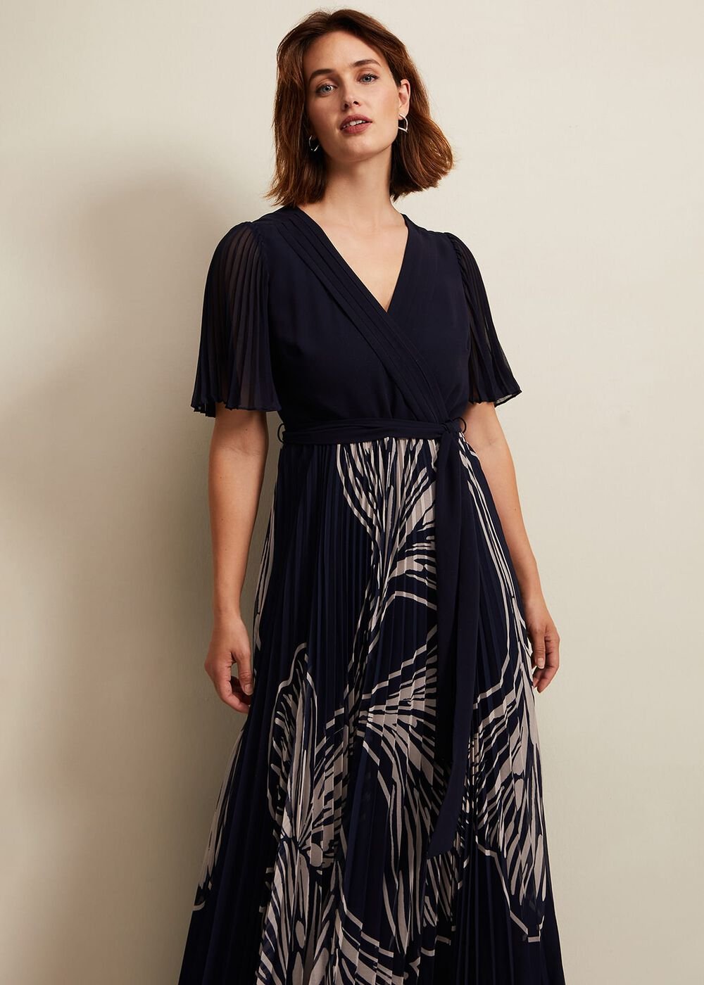 Abigail Printed Pleat Midaxi Dress - Multi-Coloured