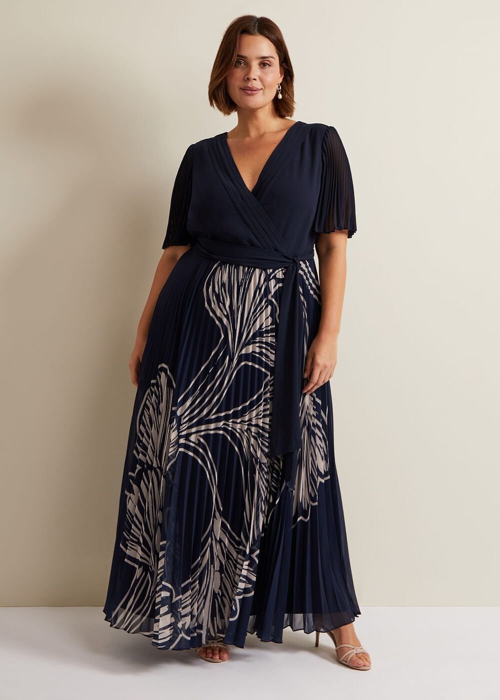 Abigail Printed Pleat Midaxi Dress - Multi-Coloured
