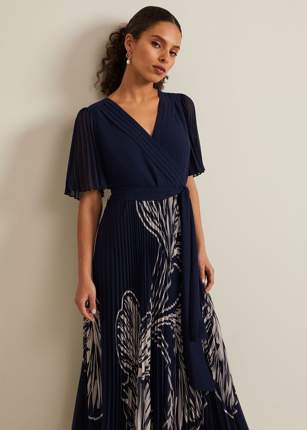 Petite Abigail Printed Pleat Midaxi Dress - Multi-Coloured