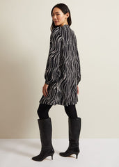 Patsy Pearl Swing Mini Dress - Black/Ivory