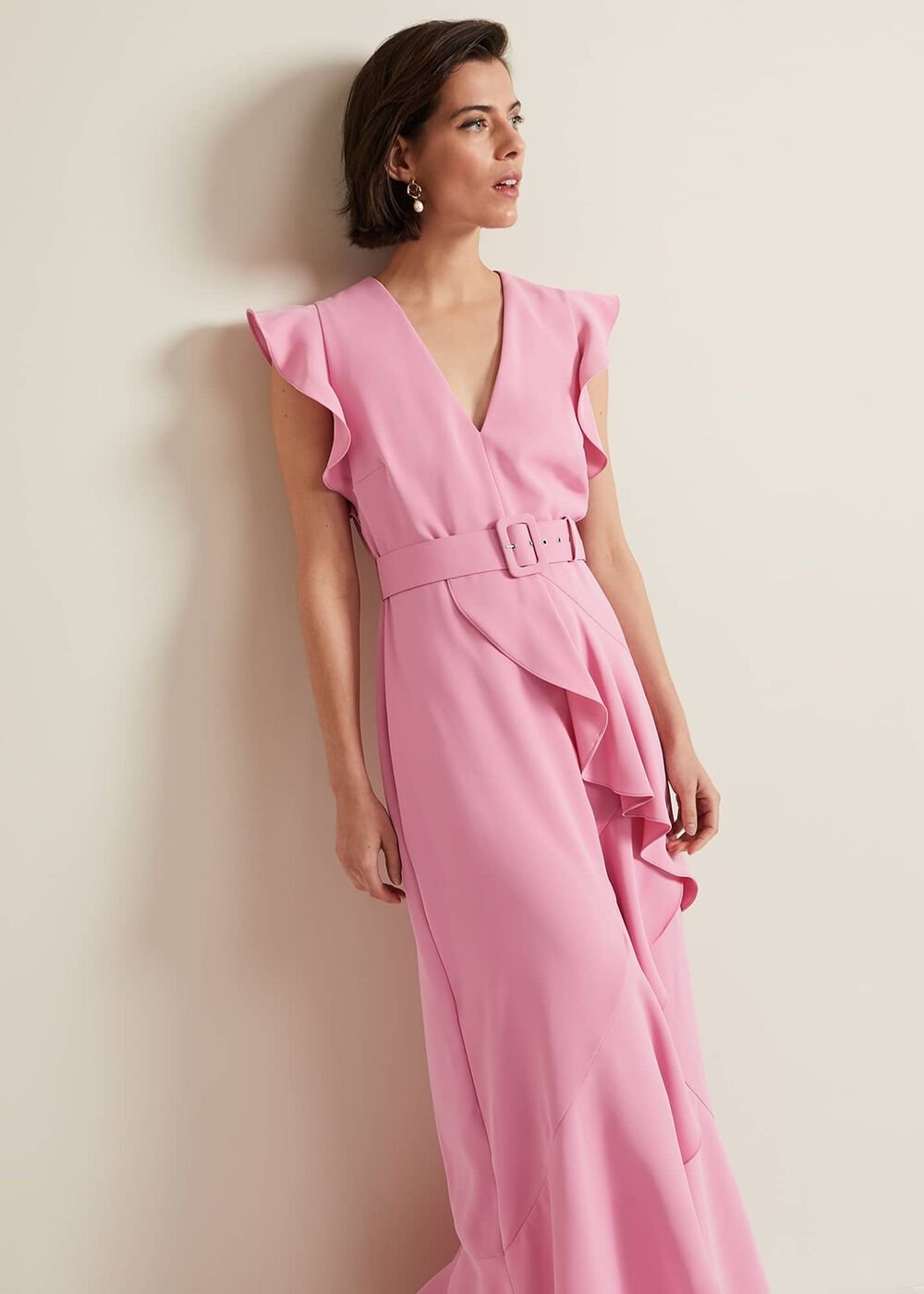 Phoebe Frill Maxi Dress - Pink