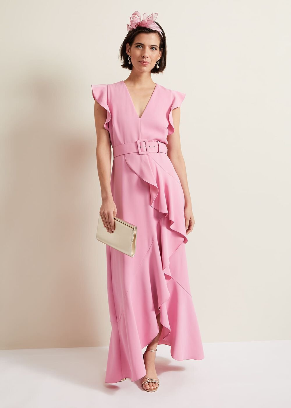 Phoebe Frill Maxi Dress - Pink