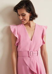 Phoebe Frill Maxi Dress - Pink