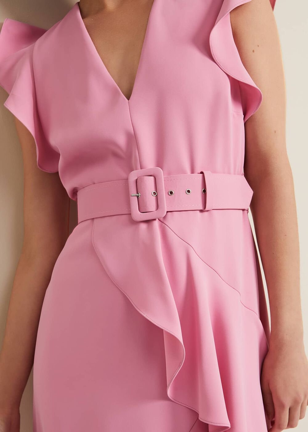 Phoebe Frill Maxi Dress - Pink