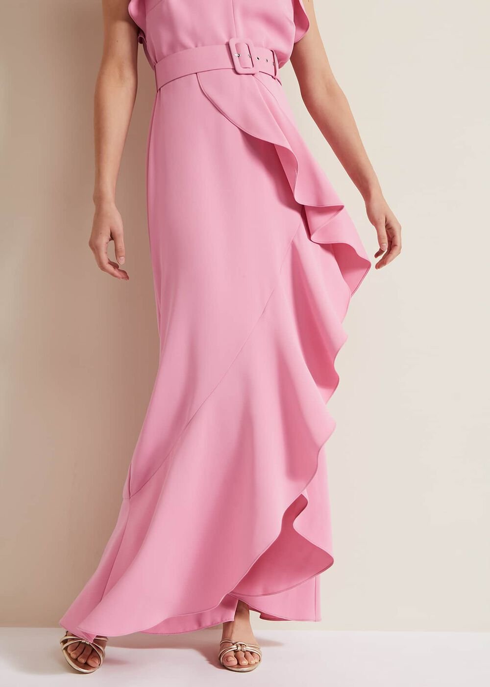 Phoebe Frill Maxi Dress - Pink