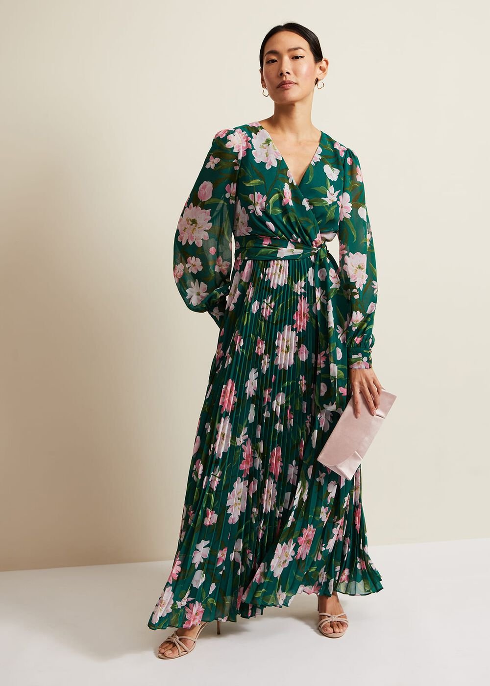 Rosa Floral Pleat Maxi Dress - Multi-Coloured