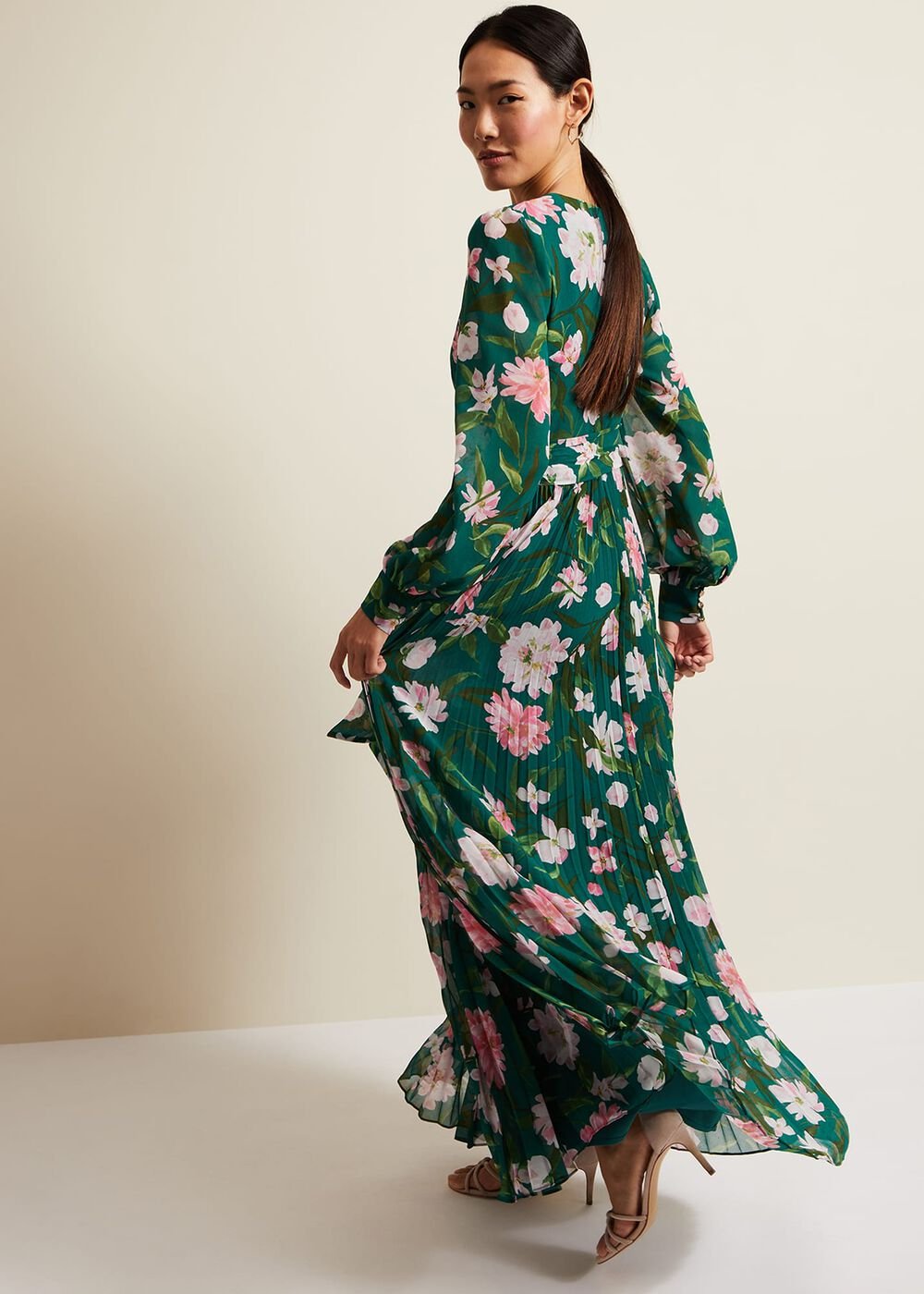 Rosa Floral Pleat Maxi Dress - Multi-Coloured