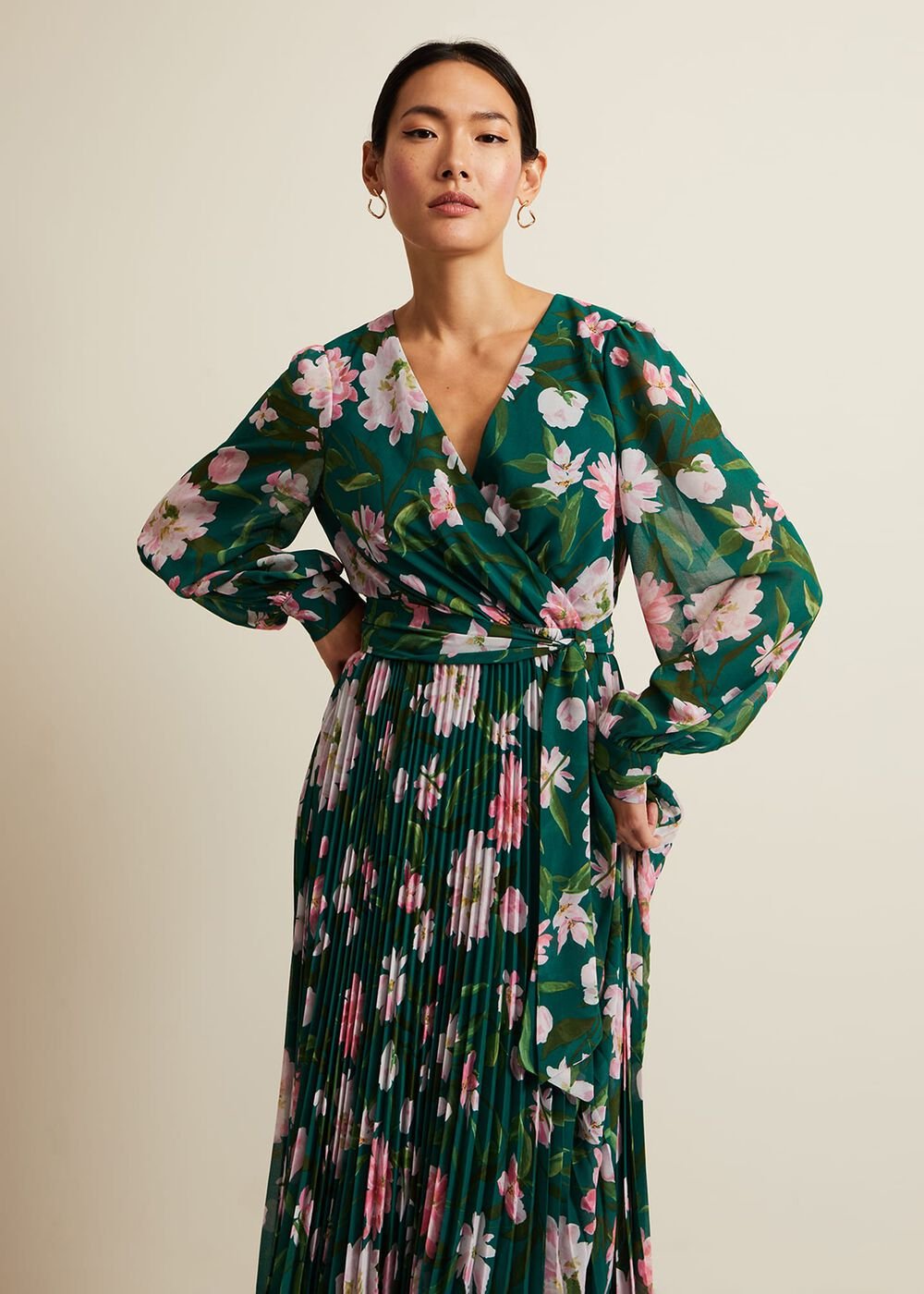 Rosa Floral Pleat Maxi Dress - Multi-Coloured