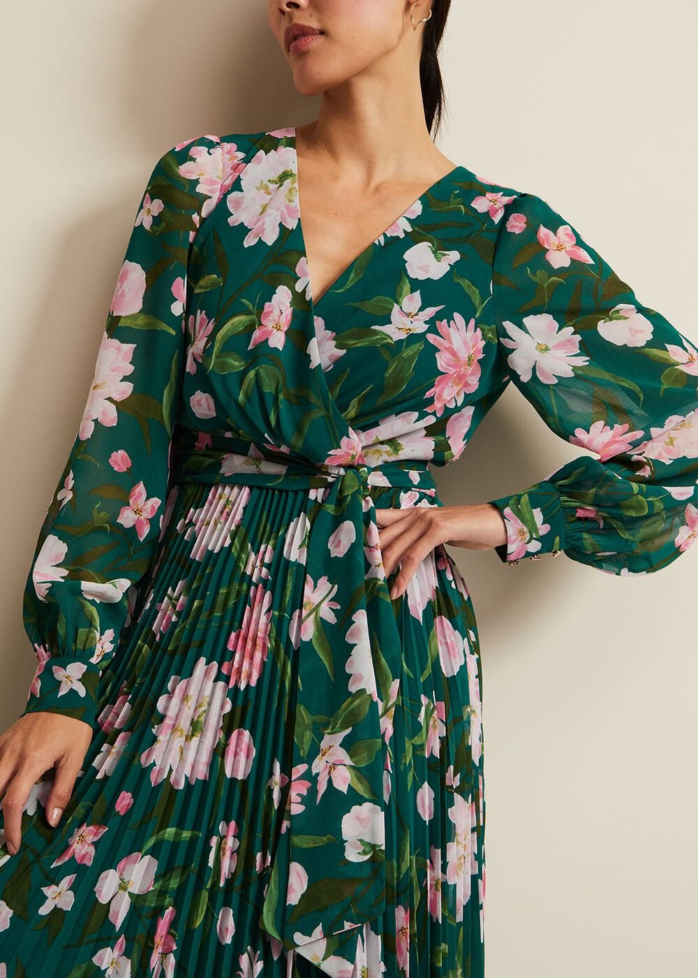 Rosa Floral Pleat Maxi Dress - Multi-Coloured