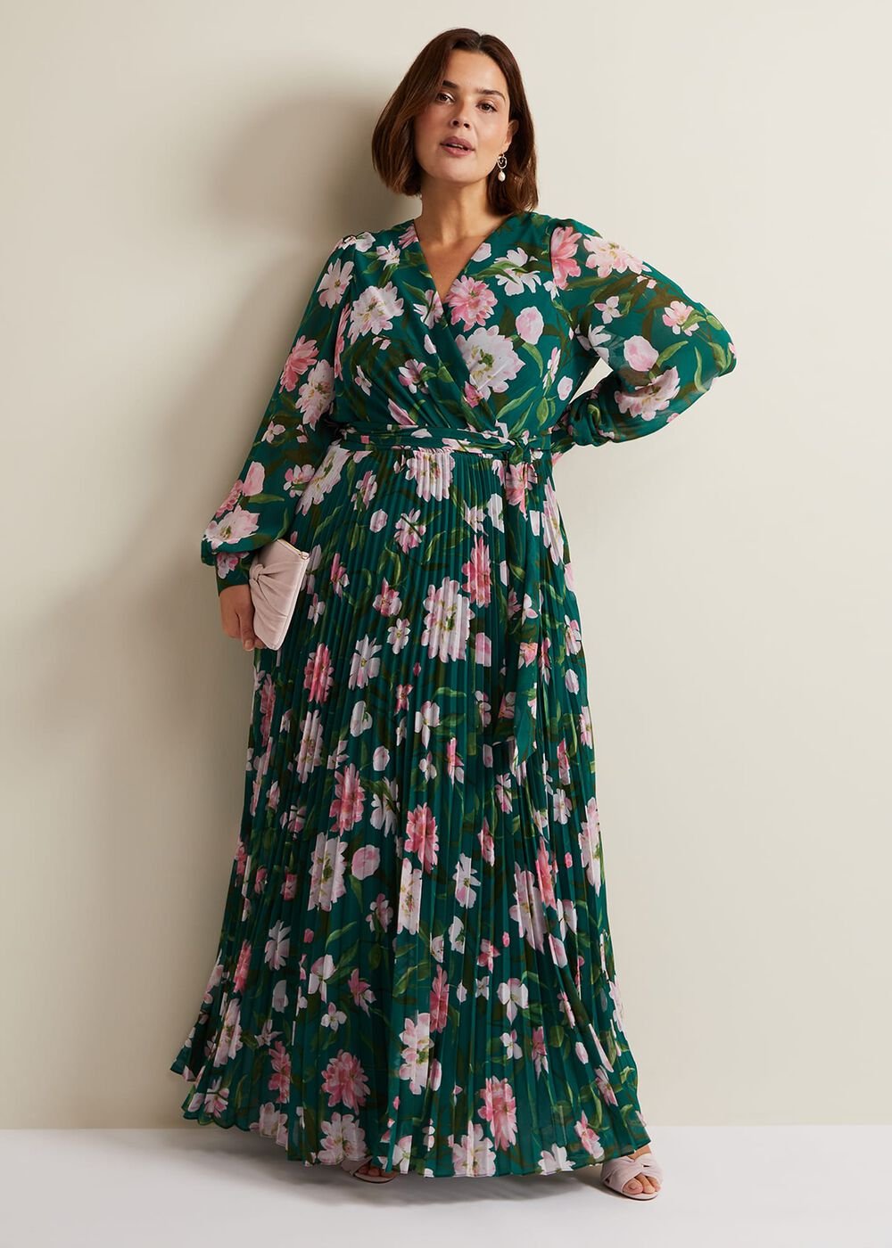 Rosa Floral Pleat Maxi Dress - Multi-Coloured
