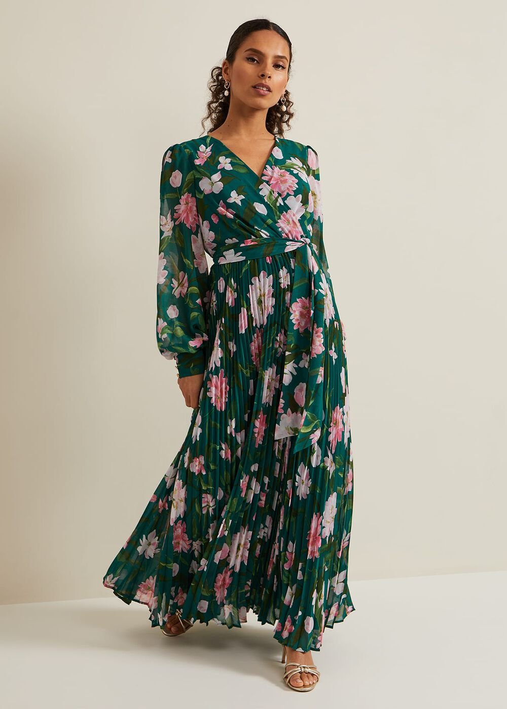Petite Rosa Floral Pleat Maxi Dress - Multi-Coloured