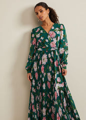 Petite Rosa Floral Pleat Maxi Dress - Multi-Coloured