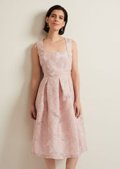 Jacesta Jacquard Fit And Flare Dress - Pale Pink