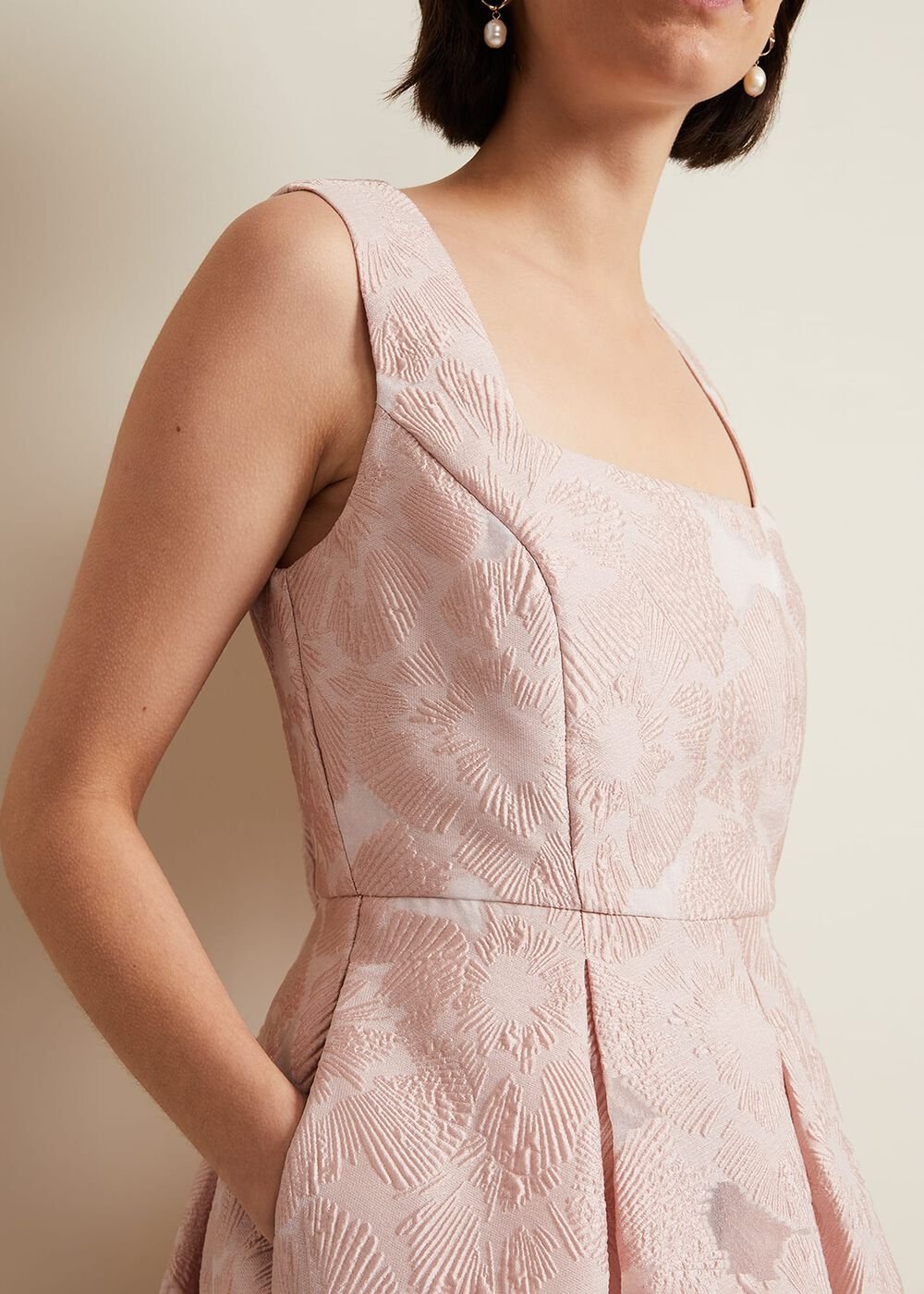 Jacesta Jacquard Fit And Flare Dress - Pale Pink