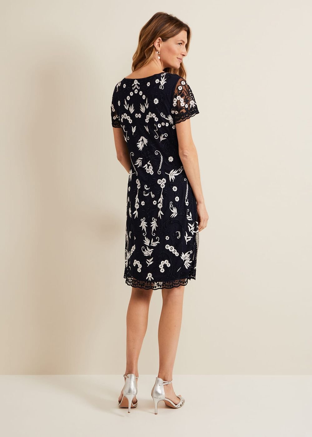 Florisa Embroidered Dress - Navy