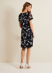 Florisa Embroidered Dress - Navy