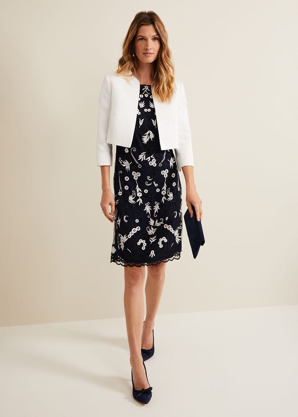 Florisa Embroidered Dress - Navy