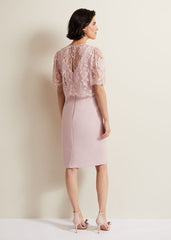 Lynette Lace Double Layer Dress - Pale Pink