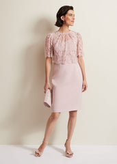Lynette Lace Double Layer Dress - Pale Pink