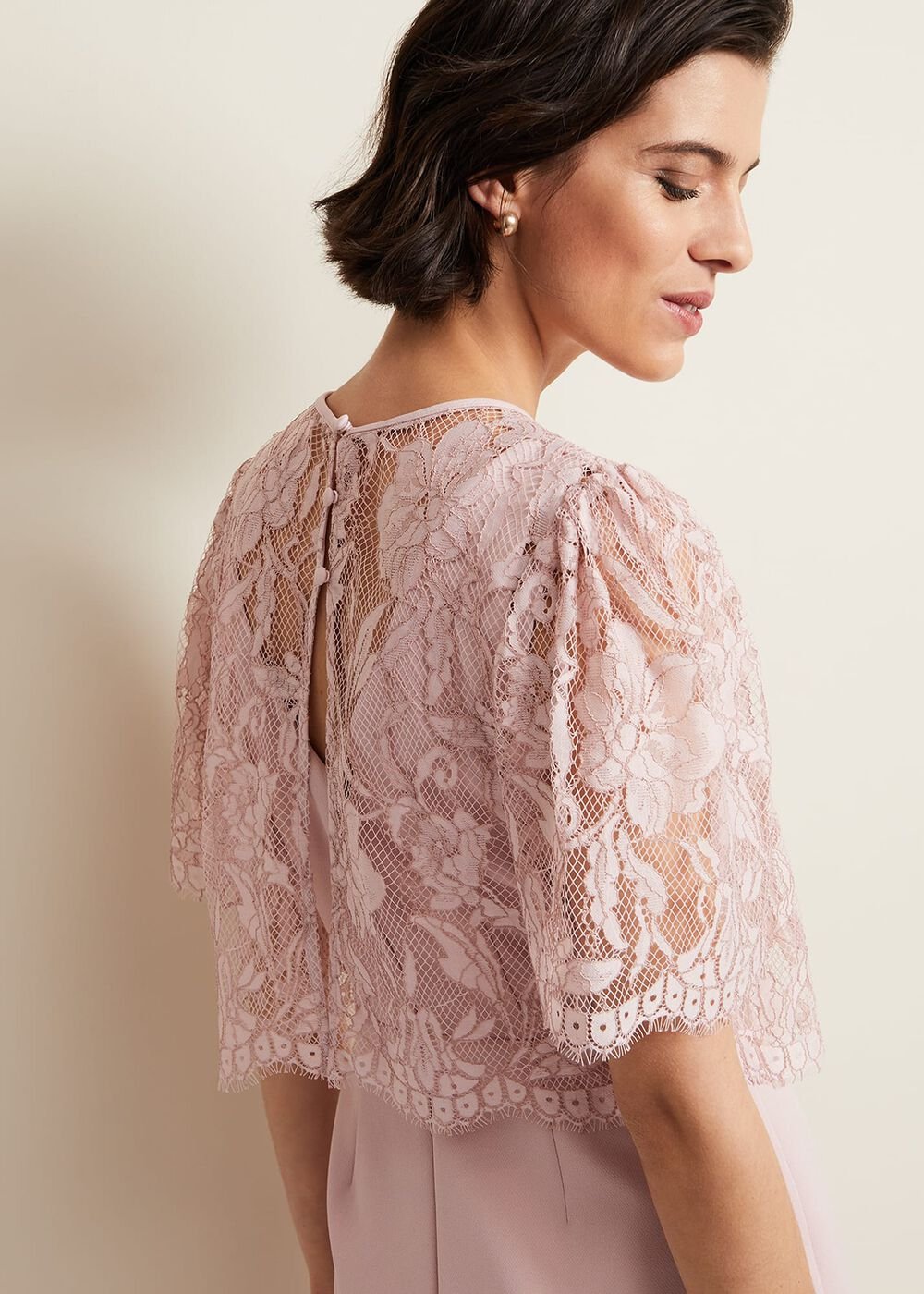 Lynette Lace Double Layer Dress - Pale Pink