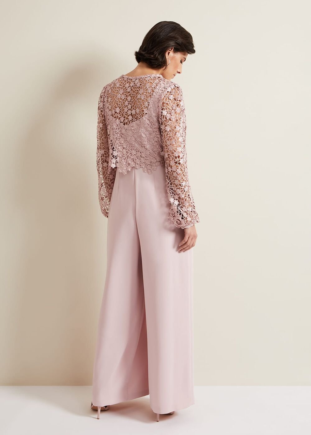 Mariposa Pale Pink Lace Jumpsuit - Pale Pink