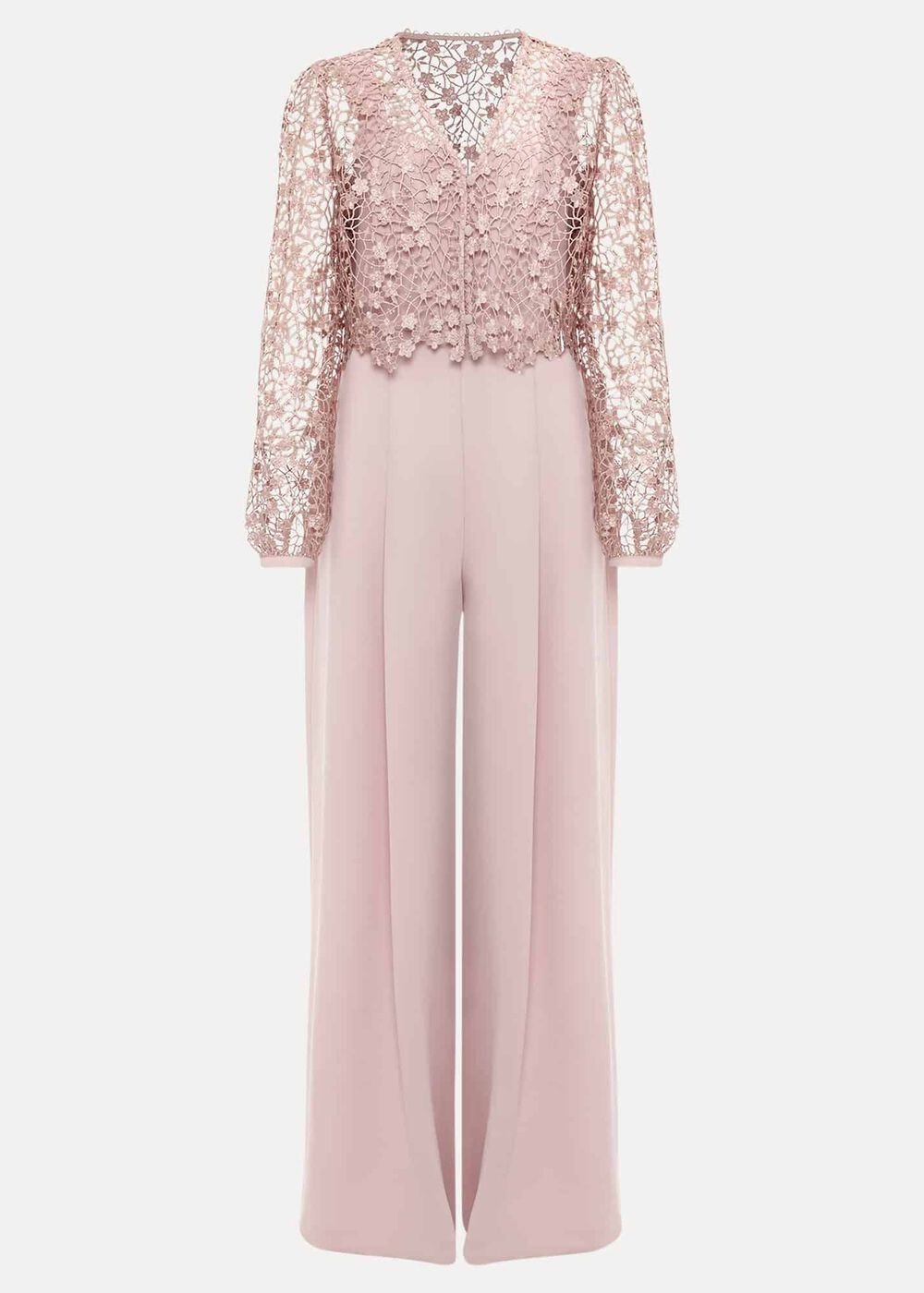 Mariposa Pale Pink Lace Jumpsuit - Pale Pink