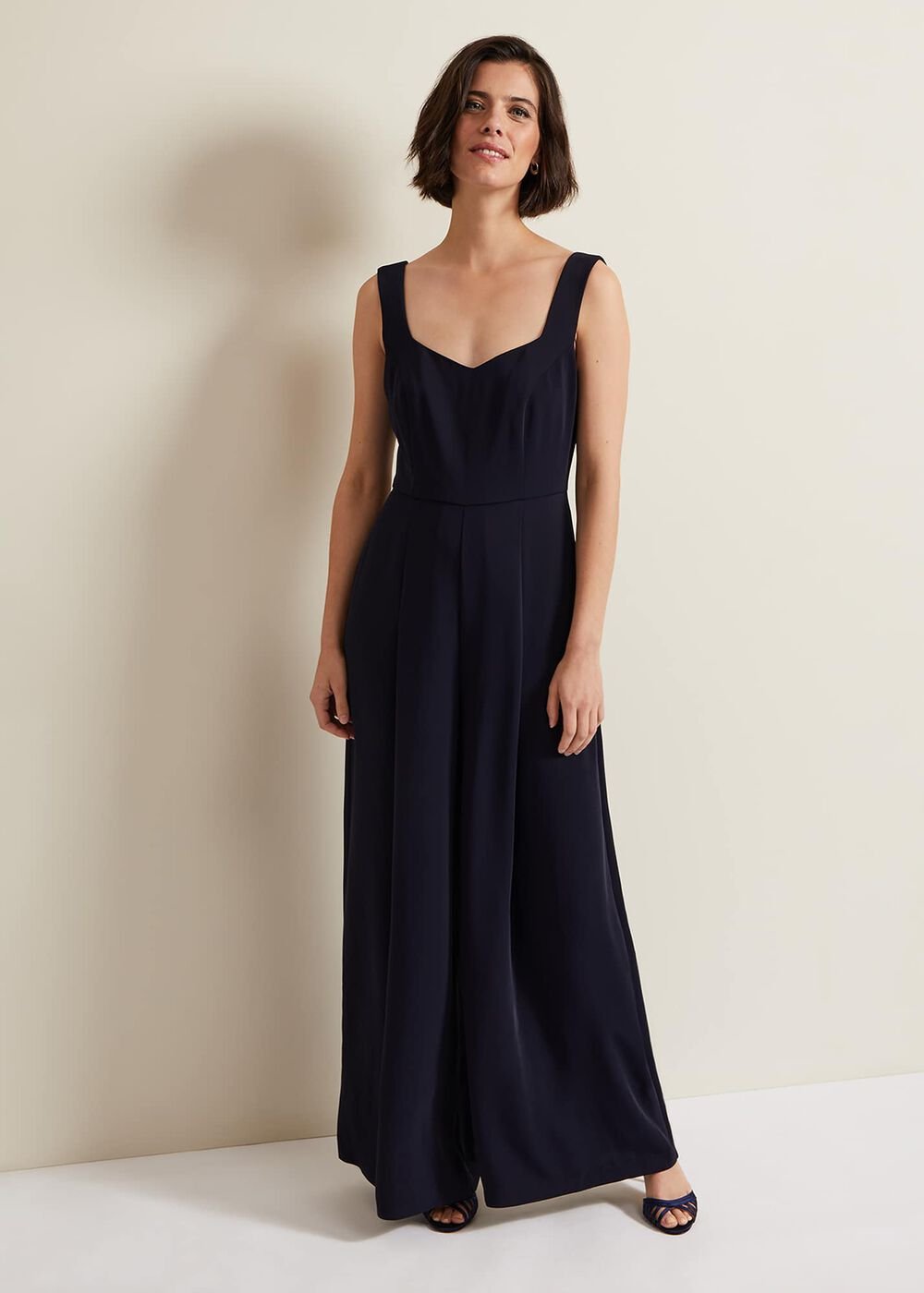 Mariposa Cream Lace Jumpsuit - Navy