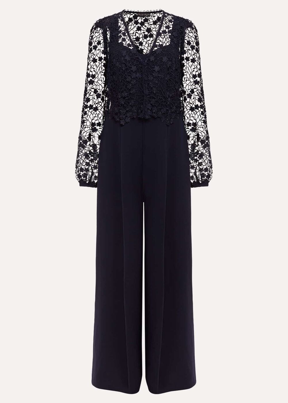 Mariposa Cream Lace Jumpsuit - Navy