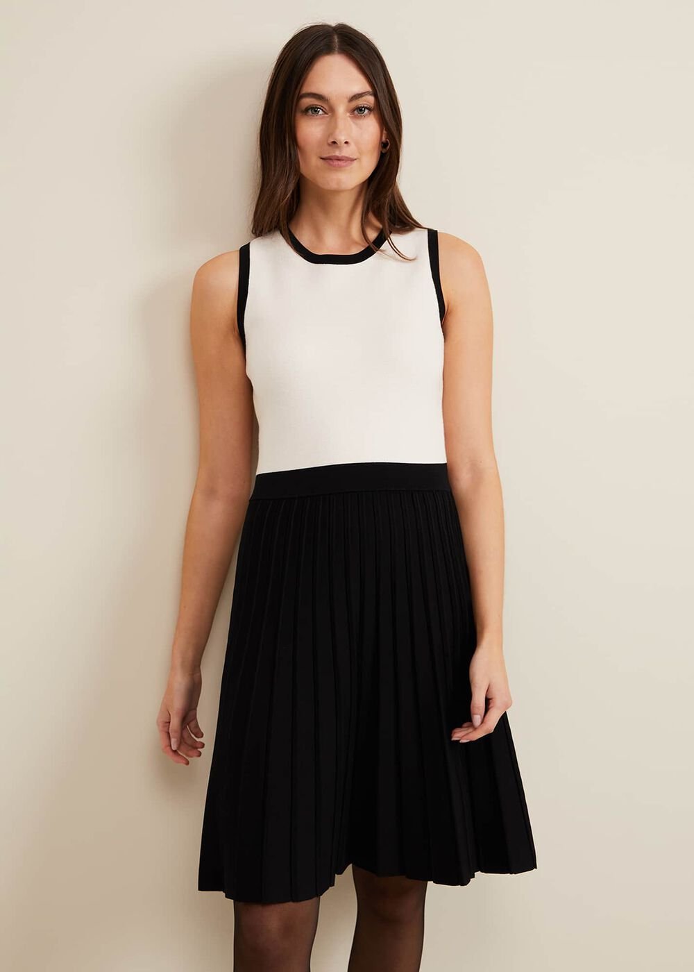 Libby Textured Knit Dress - Black/Ivory