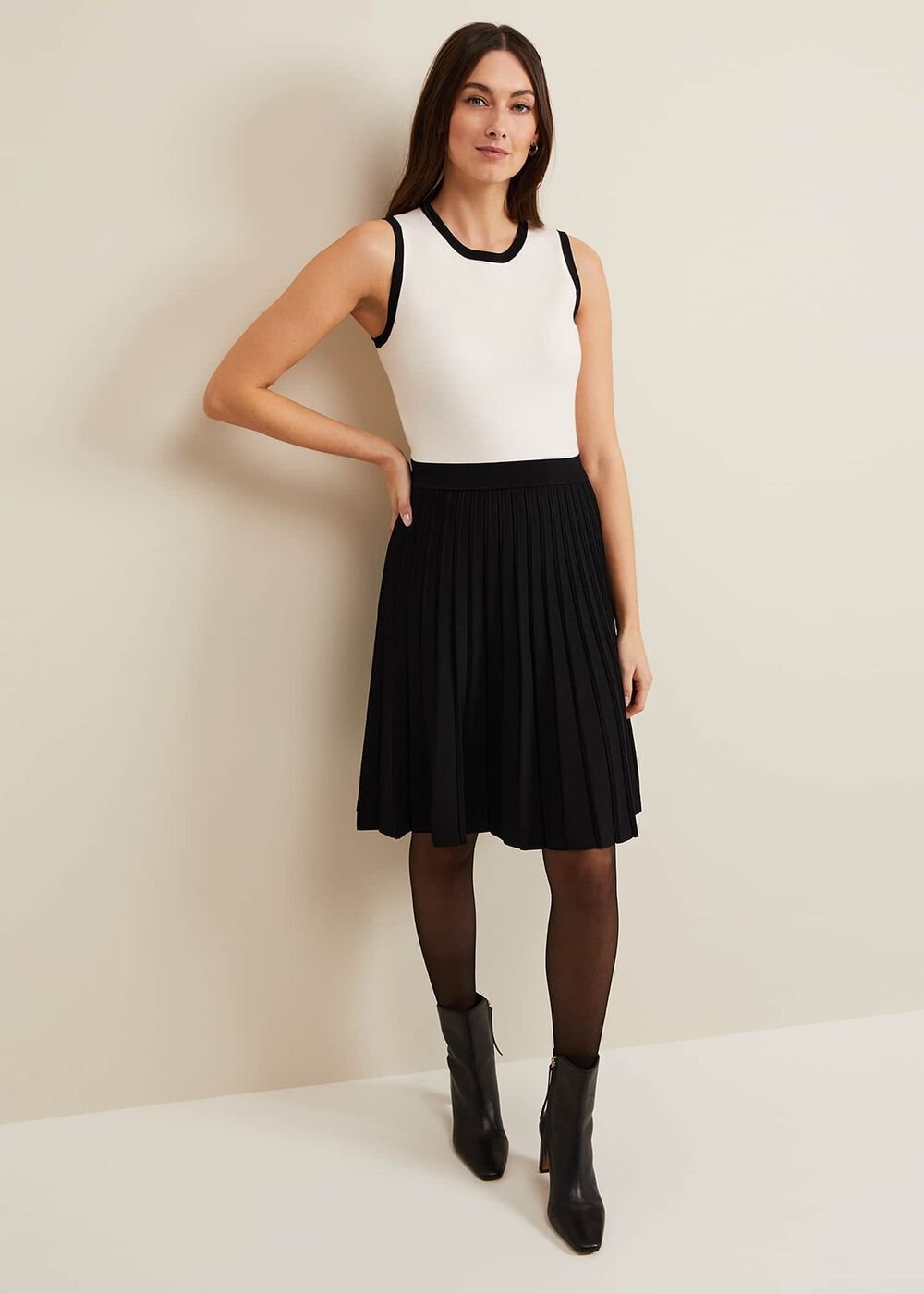 Libby Textured Knit Dress - Black/Ivory