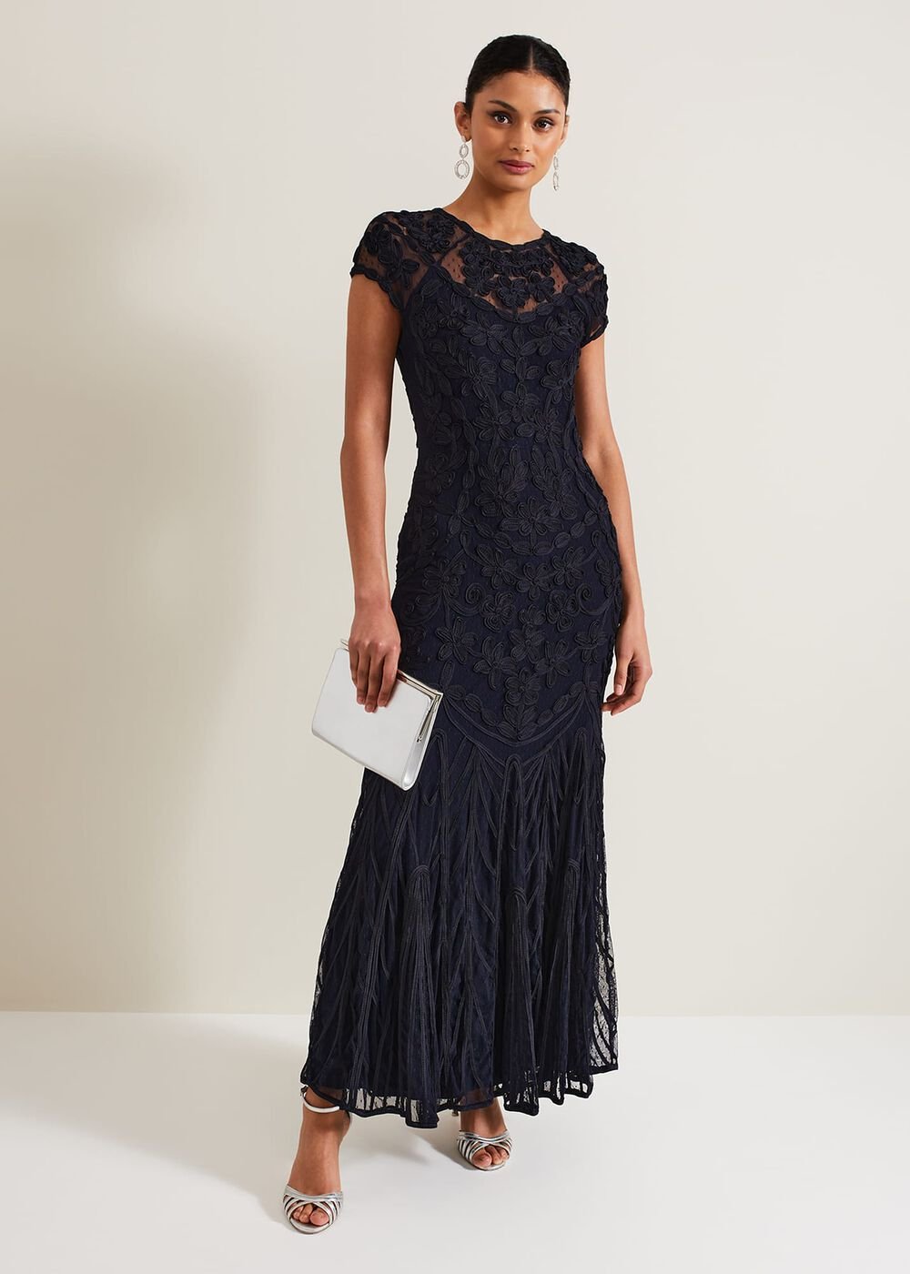 Luana Tapework Maxi Dress - Navy