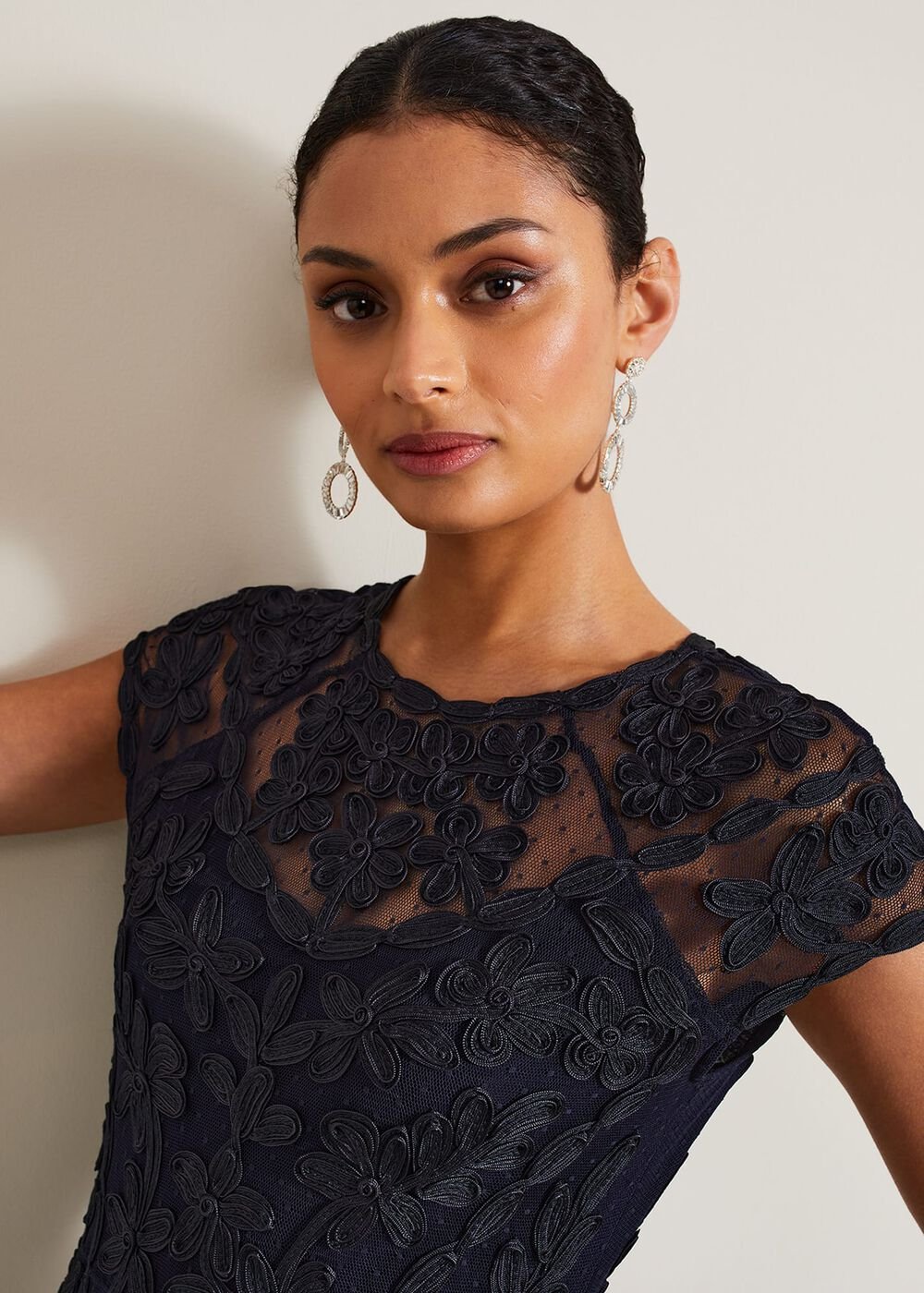 Luana Tapework Maxi Dress - Navy